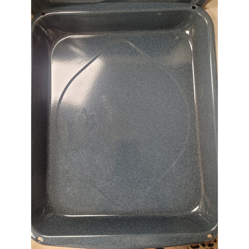 Gray Speckled Porcelain Enamel Broiler Pan and Roasting Rack Set 13x16.5 - Picture 5 of 8